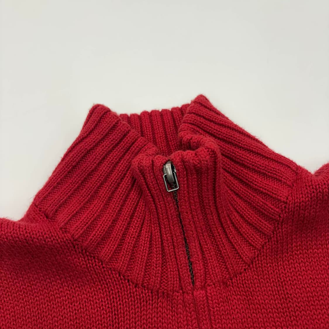 폴로 랄프로렌 레드 코튼 니트 집업 희귀져지(L) 상품이미지8