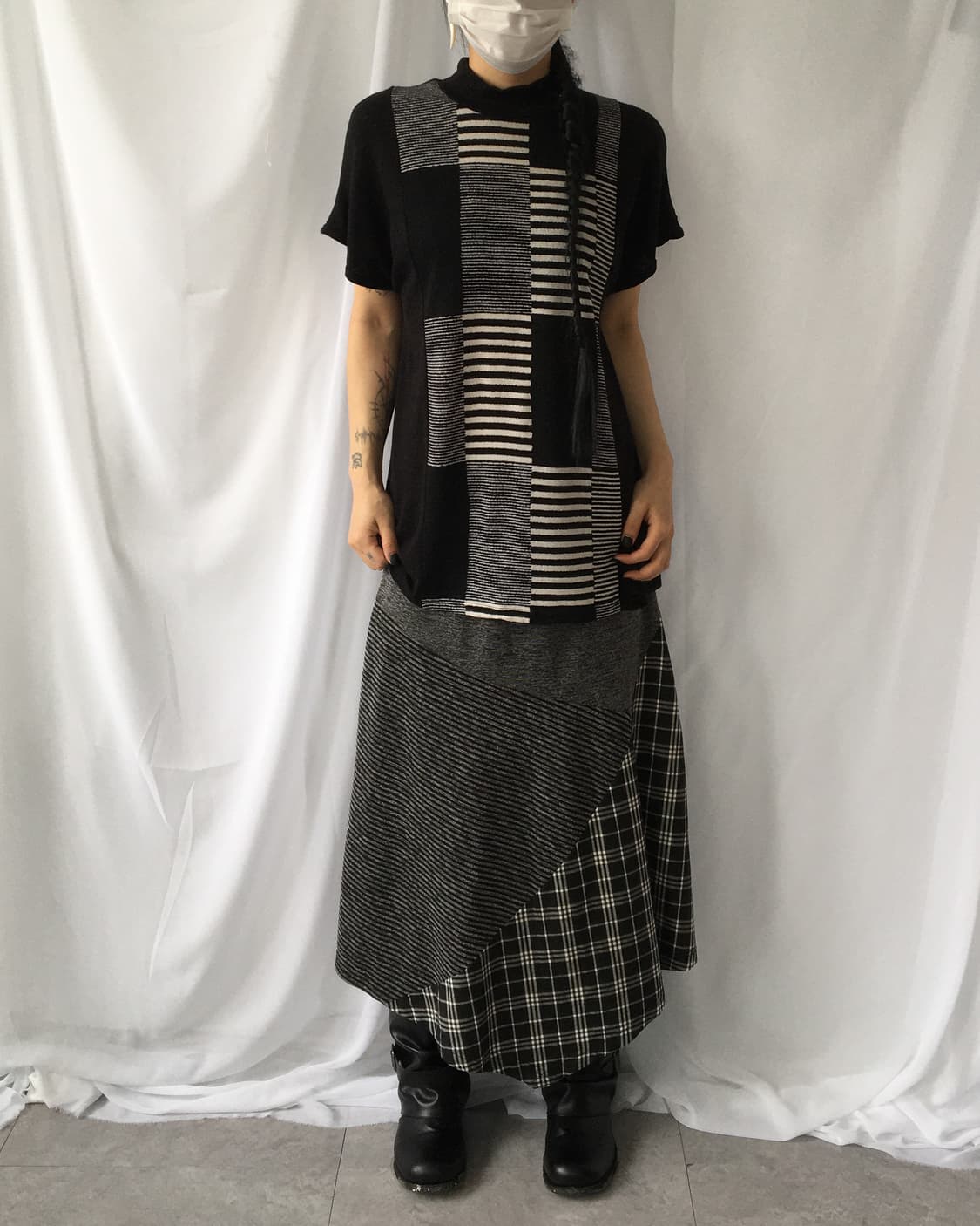 Pattern mixed high neck knit 상품이미지1