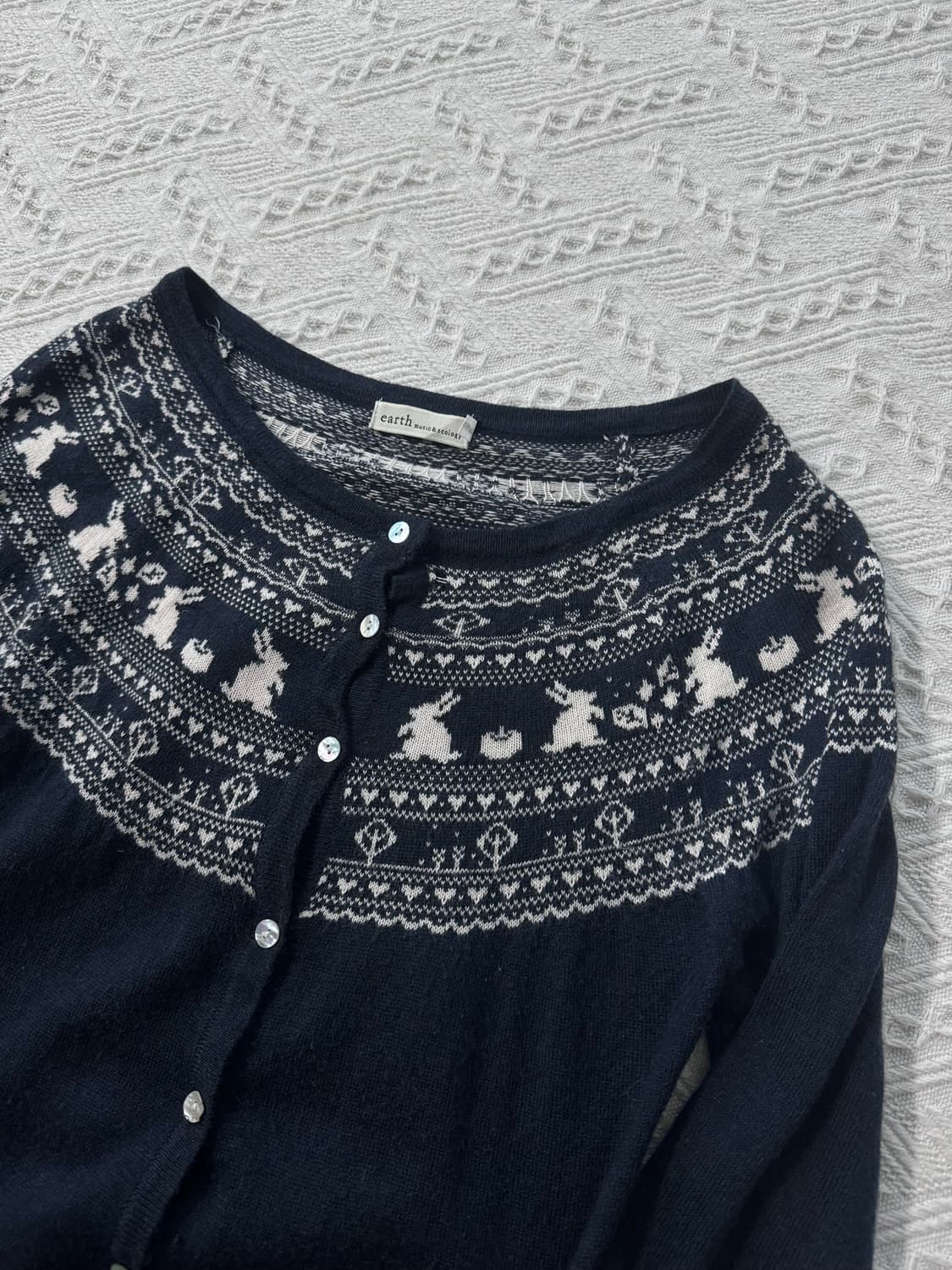 버니 노르딕 패턴 울 혼방 가디건 상품이미지6