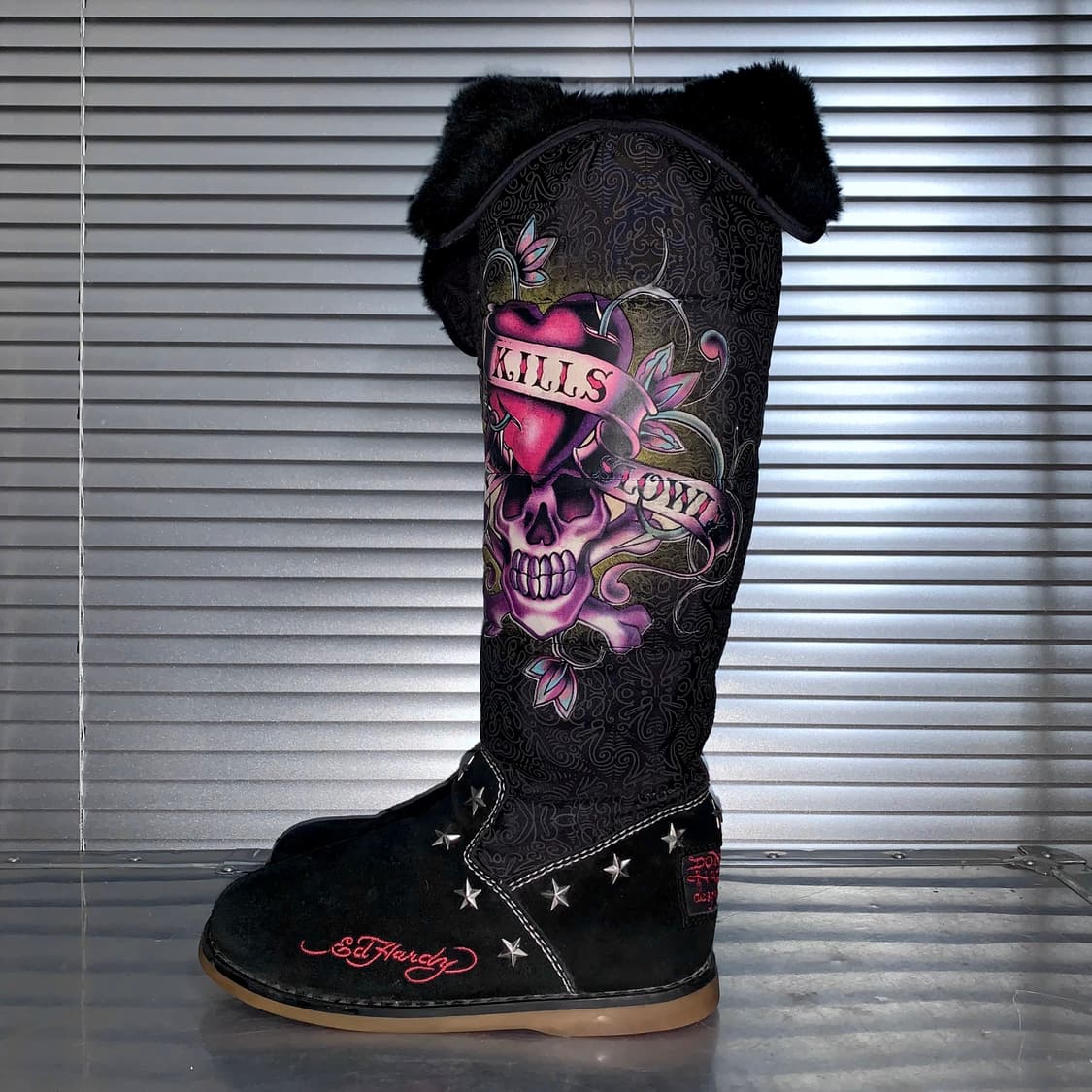 00s 레어 에드하디 스웨이드 니하이 타투 부츠 상품이미지3