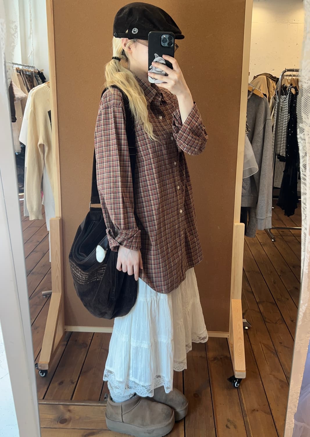 폴로 브라운 오렌지 체크 셔츠  상품이미지5