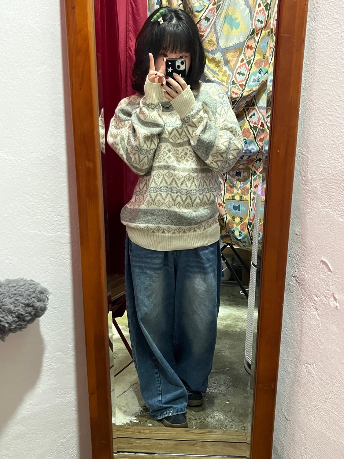 Wool 48% 보카시 울 혼방 노르딕 니트 상품이미지2