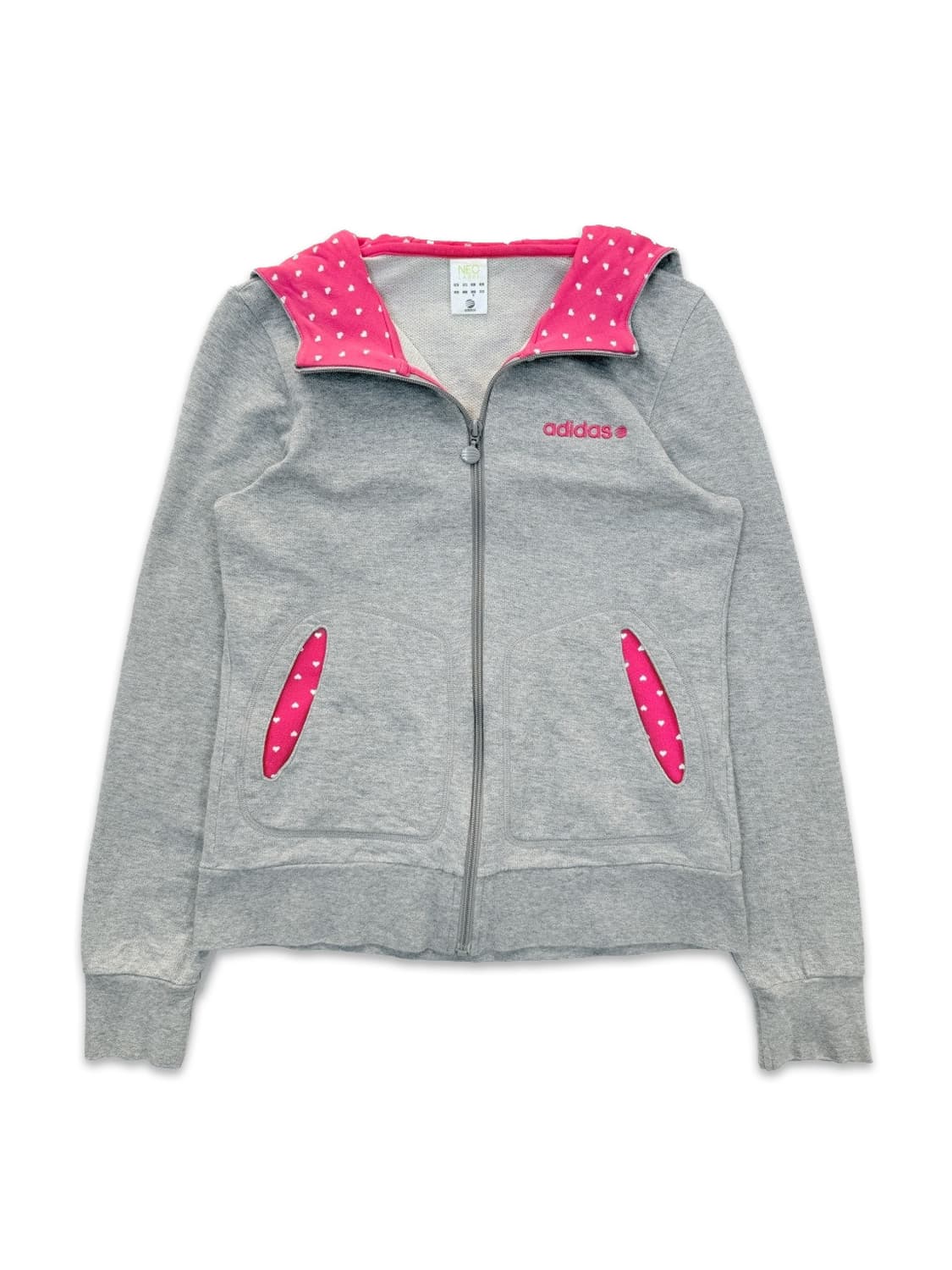 빈티지 아디다스 그레이 핑크 후드집업 상품이미지1