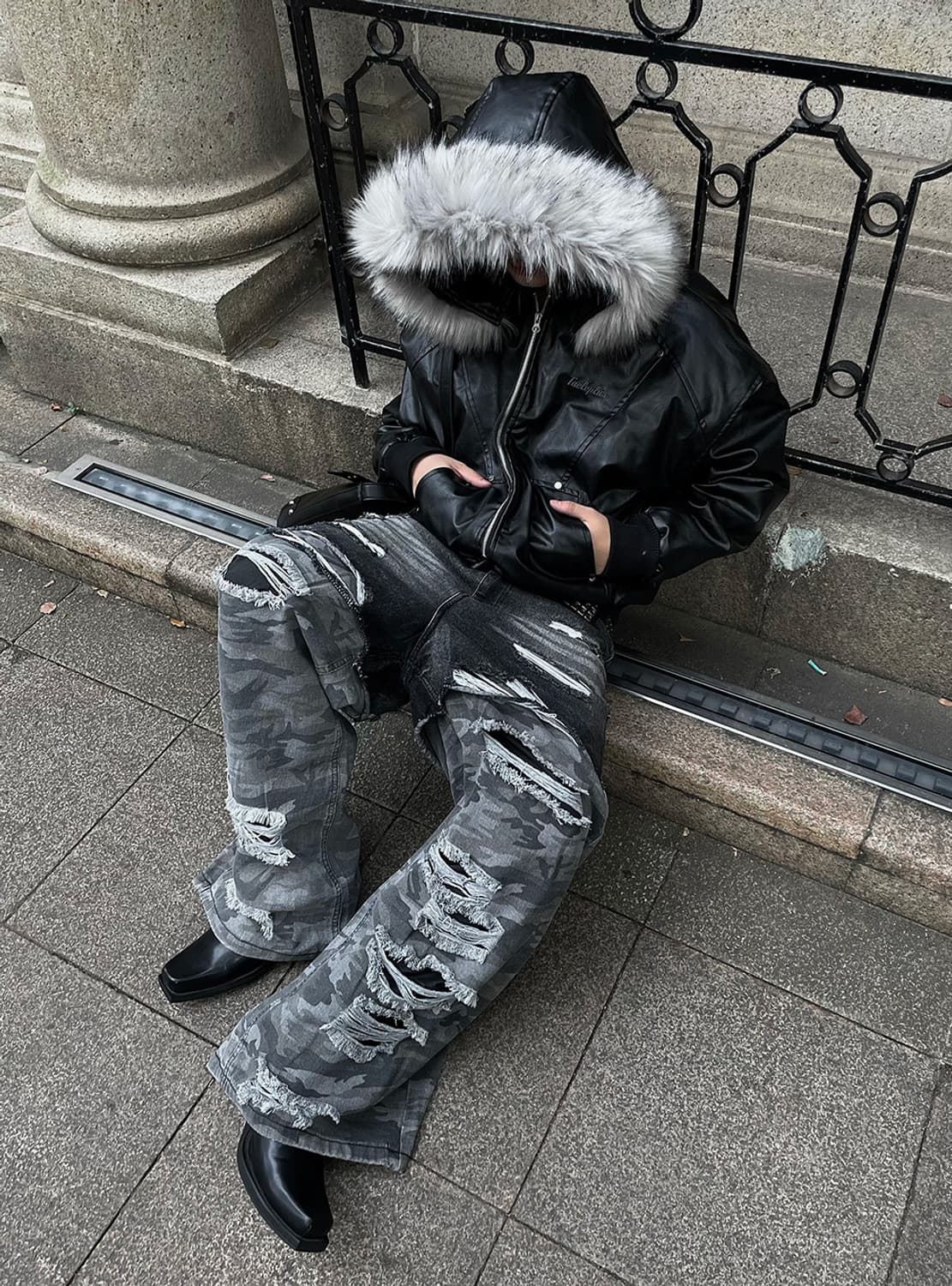 비엑세스 퍼자켓 [DARKFOG] Faux Leather Jacket 상품이미지4