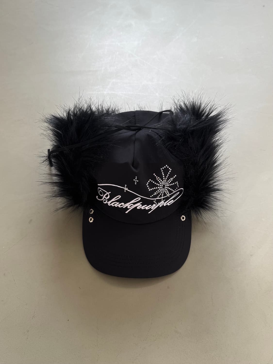 black purple fur ball cap 상품이미지1