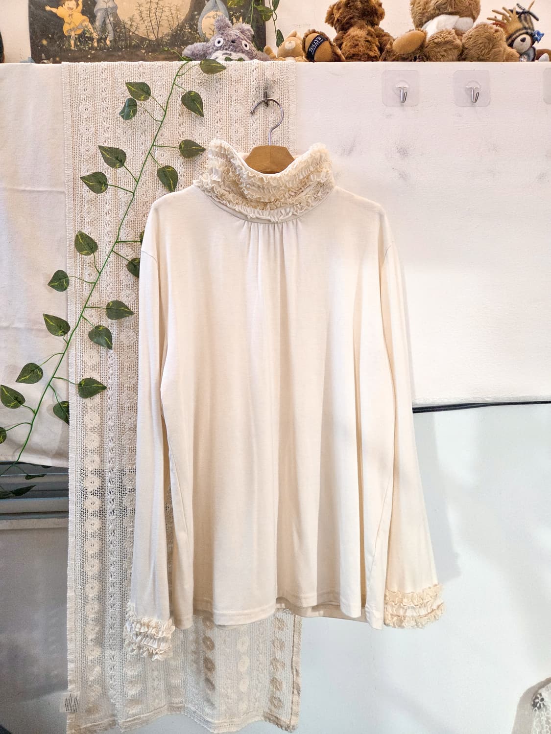 레이스 디테일 목폴라 슬리브 [빅사이즈] 상품이미지1