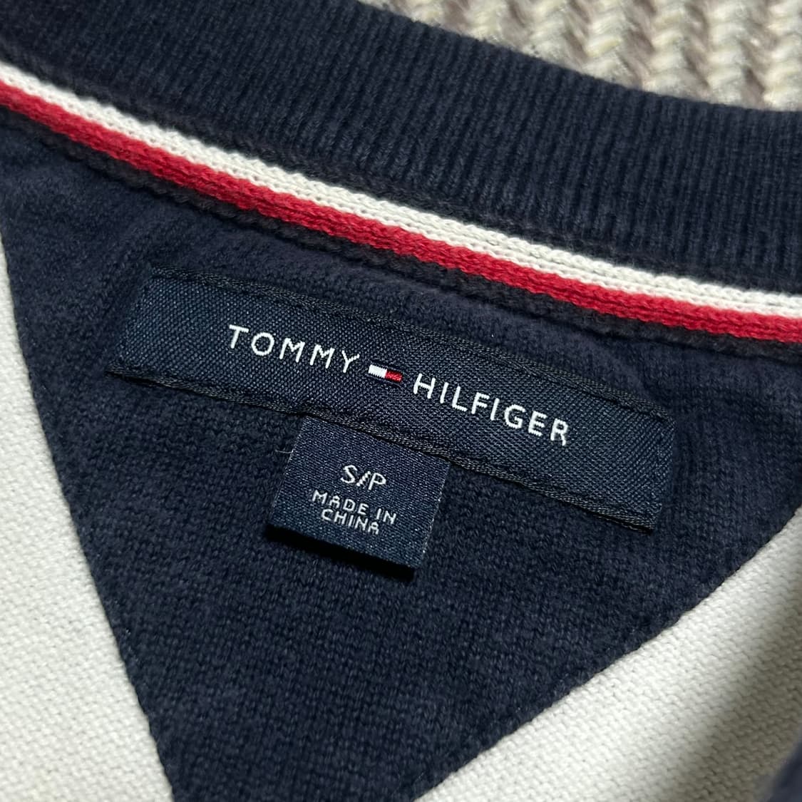 [S] Tommy 타미힐피거 네이비 코튼 라운드 니트 상품이미지5