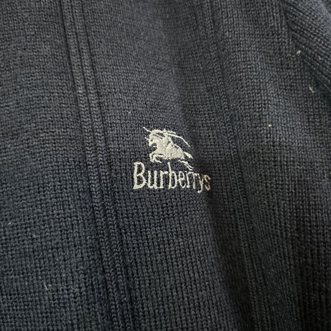 버버리 네이비 기마로고 엘보우 패치 코만도 퓨어 울 니트 L 상품이미지3