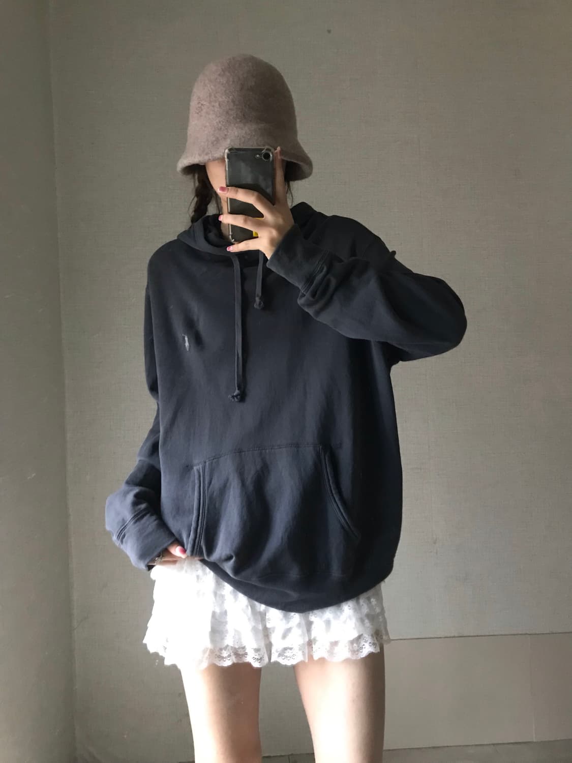 폴로 차콜 루즈핏 후드티 상품이미지1