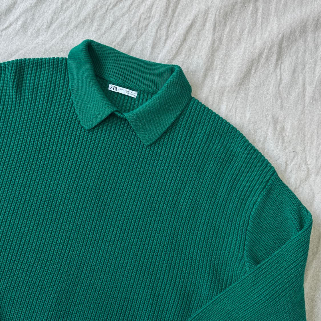 자라 그린 카라 와플 니트 L 상품이미지2