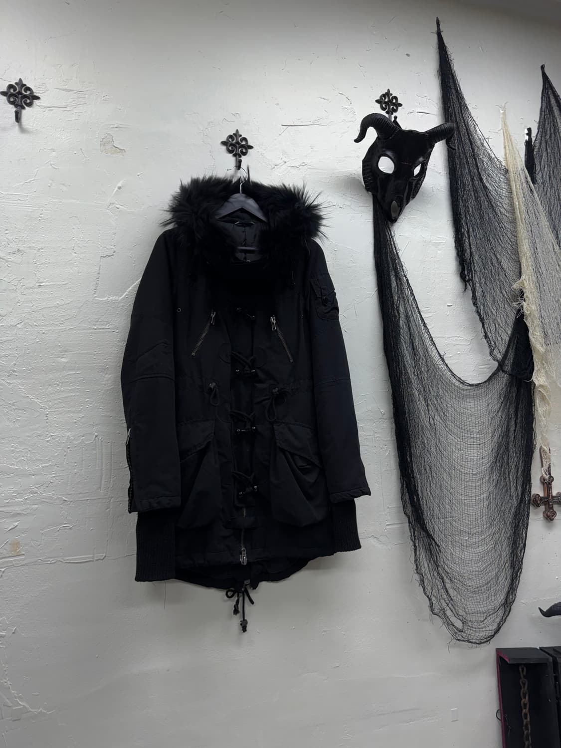 Sly black trimming fur mods coat 상품이미지1