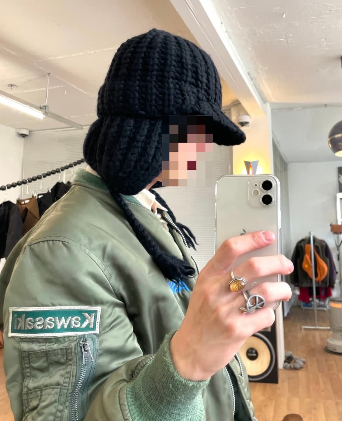 키지마 타카유키 울 이어플랩 니트캡  카멜사장님 착용 상품이미지6