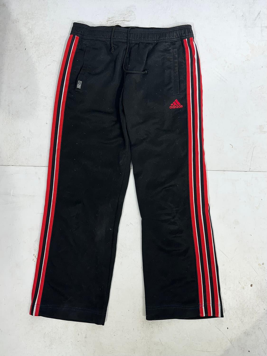 아디다스 와이드 블랙 레드 삼선 추리닝 바지 트레이닝 팬츠 L 상품이미지4