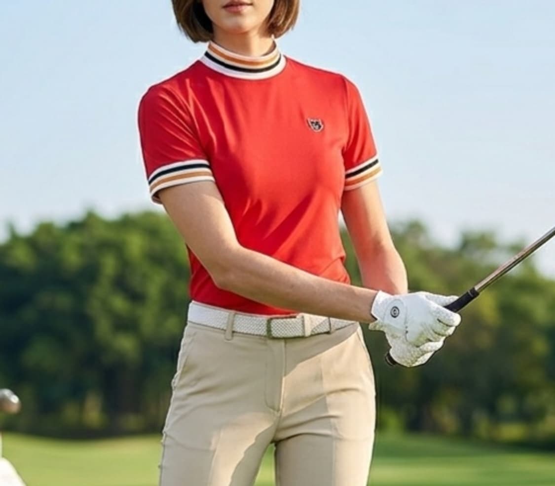 [90]왁 하이넥 반팔 골프 티셔츠 상품이미지1