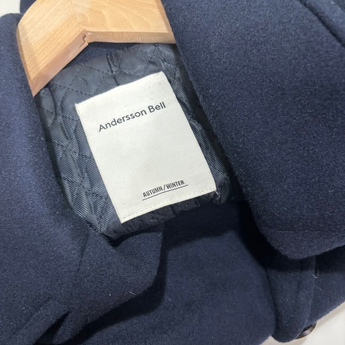 L 앤더슨벨 다크네이비 캐시미어블랜드 더블코트 상품이미지3