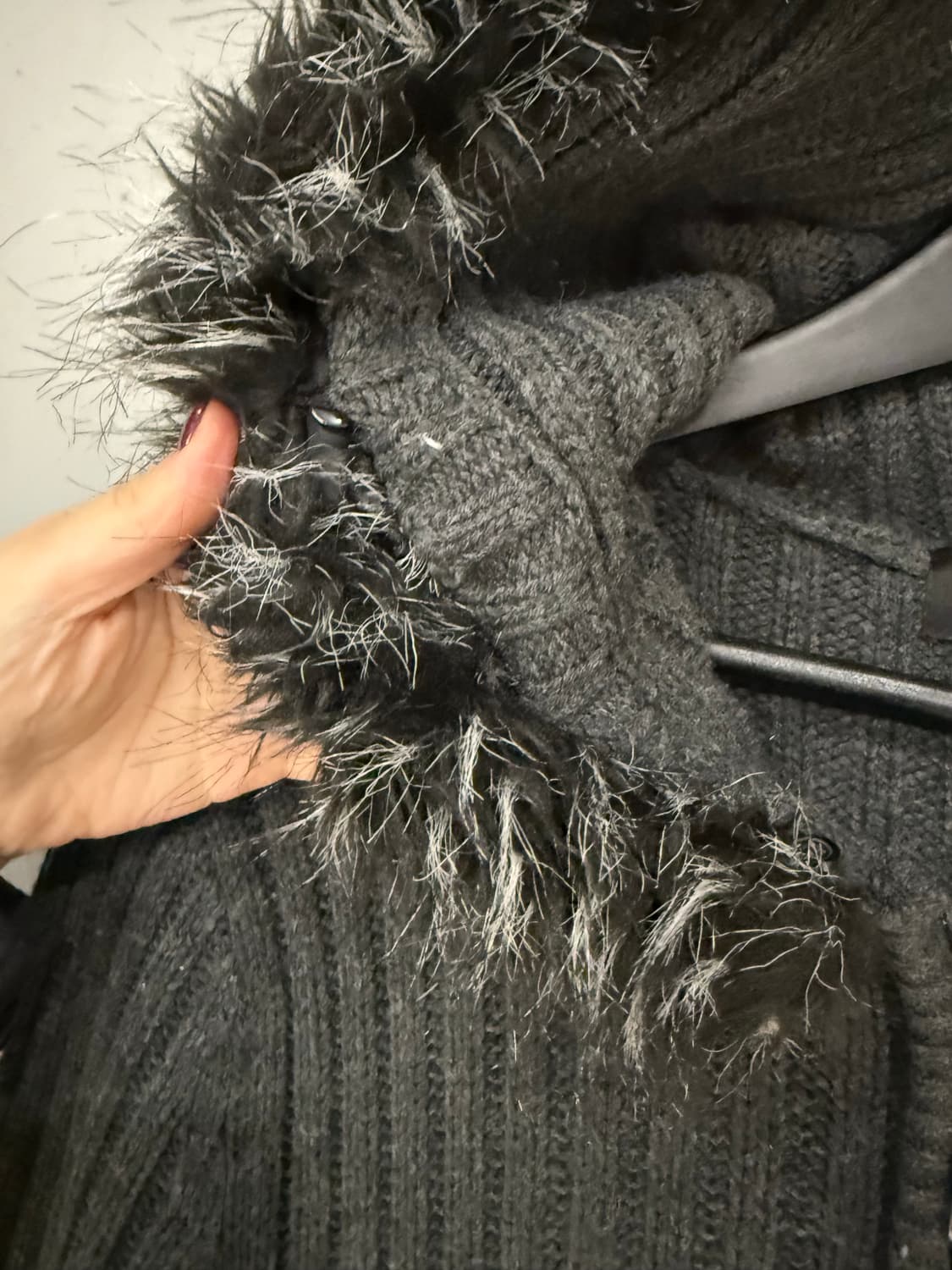 Hood fur point knit hood zip-up 상품이미지7