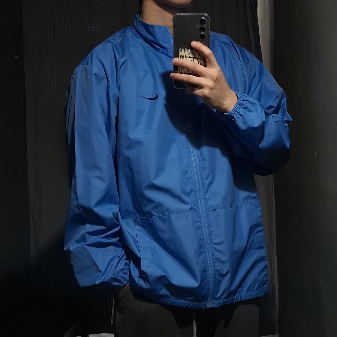 나이키 00s 스카이블루 스우시 로고 클리마핏 올드스쿨 바람막이 XL 상품이미지1