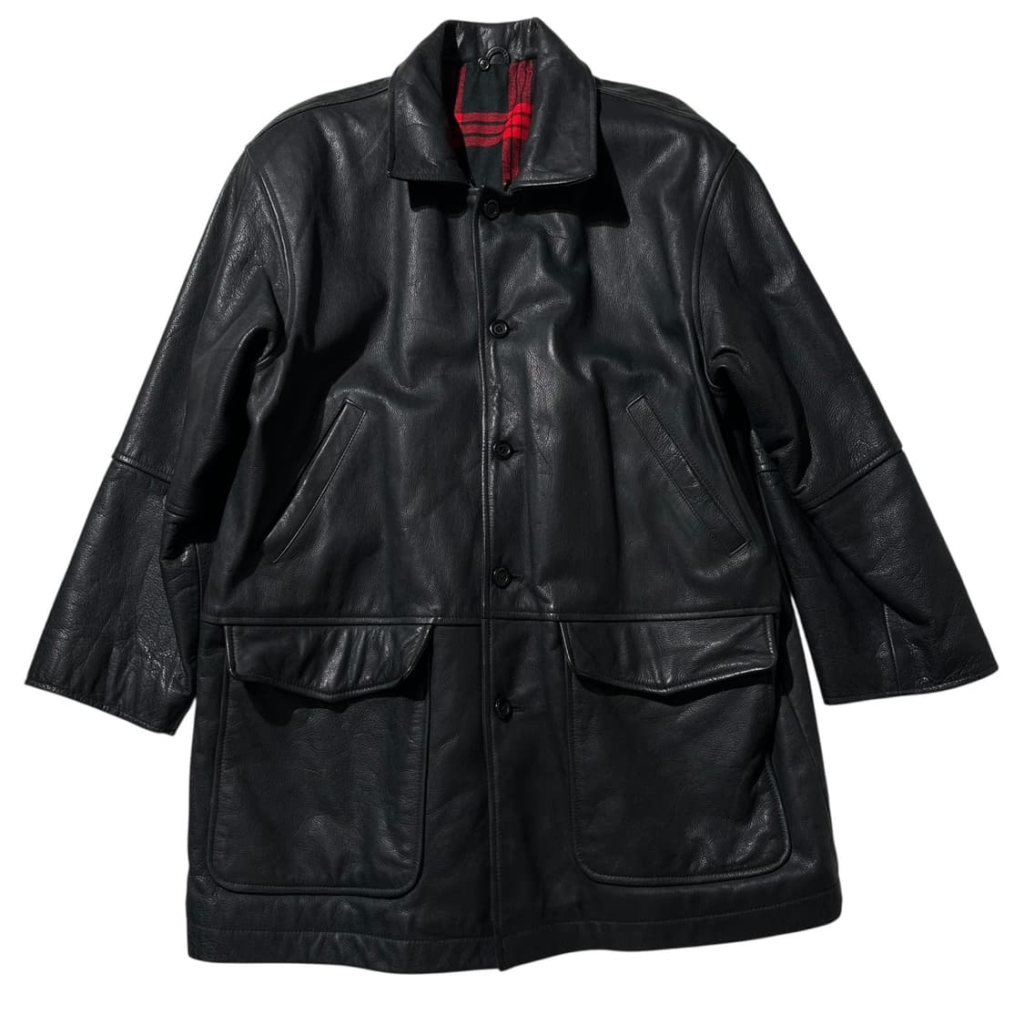 카우 레더 싱글 카코트 블랙 상품이미지1