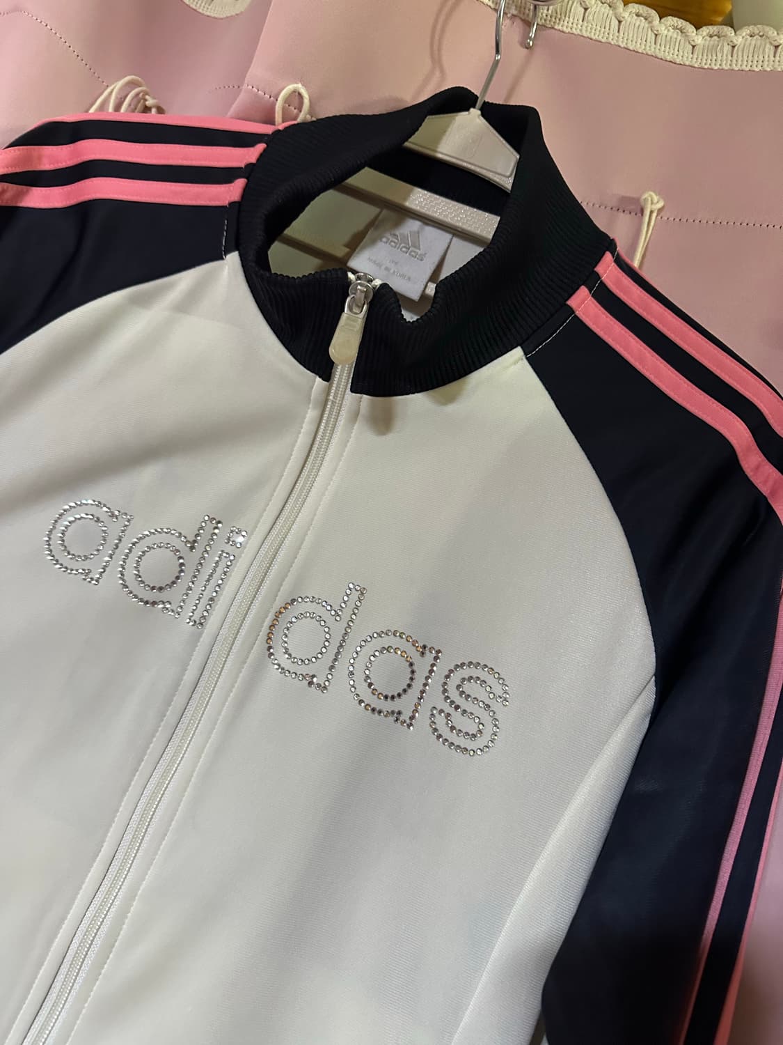 아디다스져지 아디다스 흰핑 큐빅 트랙탑 아디다스 삼선 핑크 대장 집업 상품이미지2