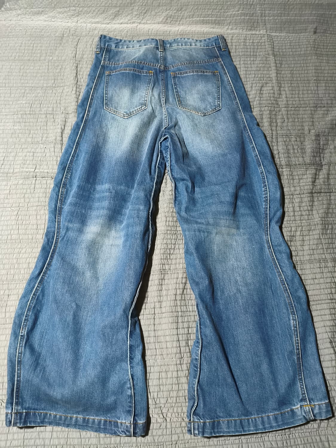 워시드 웨이비 데님 팬츠 M(30~32) 새상품  남여공용 와이드 플레어 상품이미지2