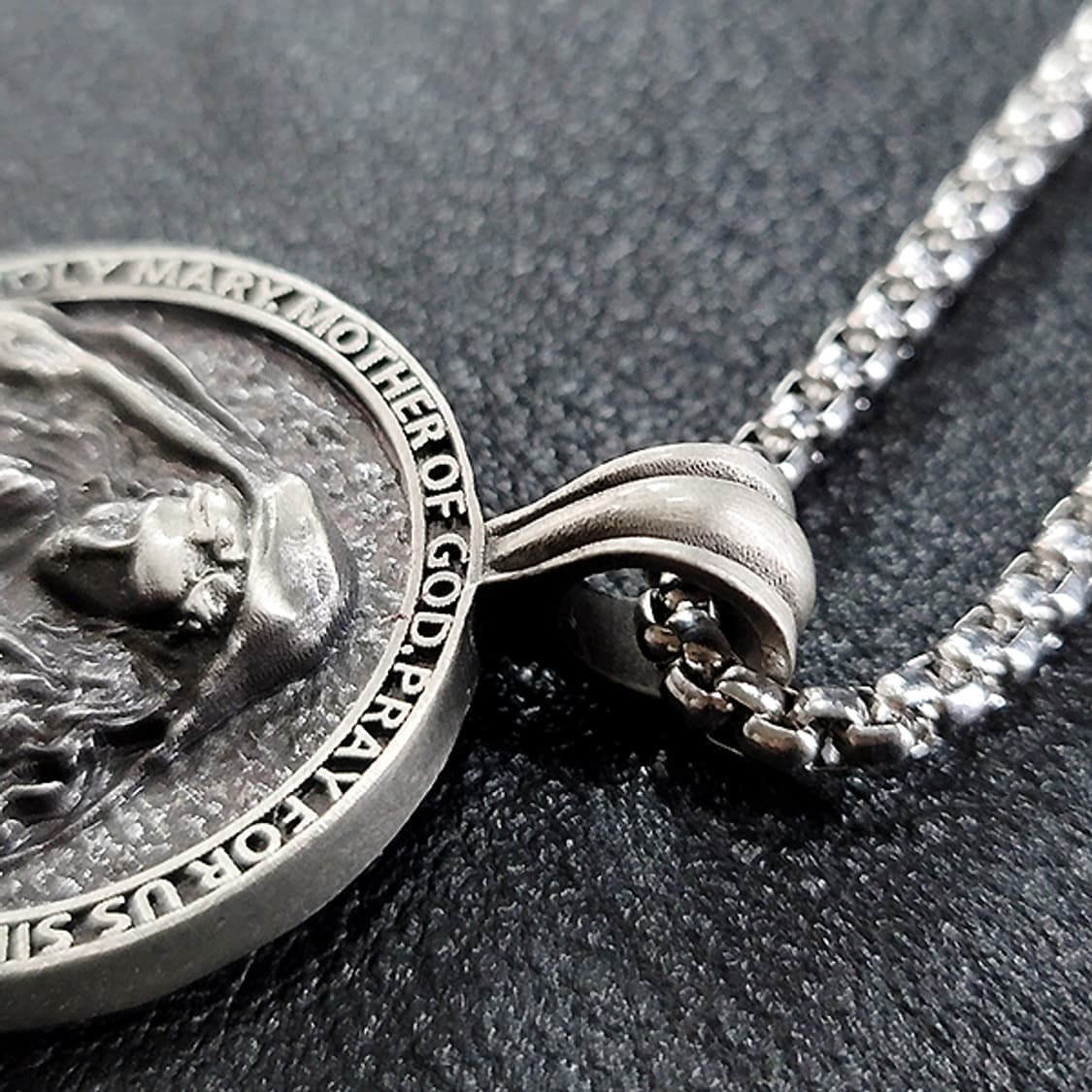 성모마리아 주석 천주교 기독교 펜던트 클래식 코인 메달 남자 목걸이 상품이미지4