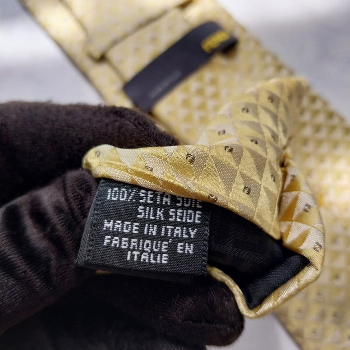 펜디 넥타이 레몬 컬러 로고 패턴 8.4cm A+~A등급 K2589 상품이미지8