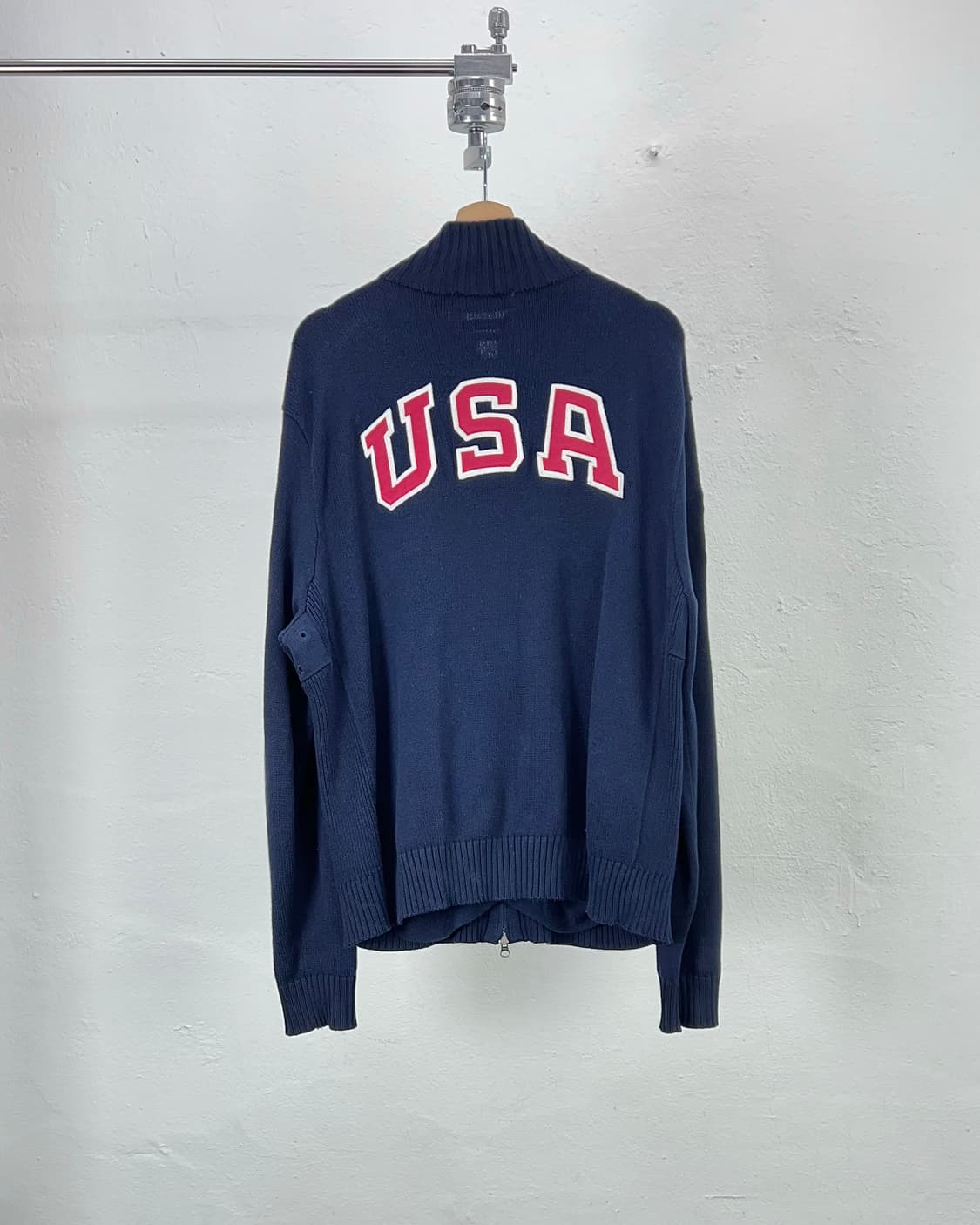 폴로 랄프로렌 네이비 빅 포니 USA 모크 풀집업 니트 자켓 상품이미지6