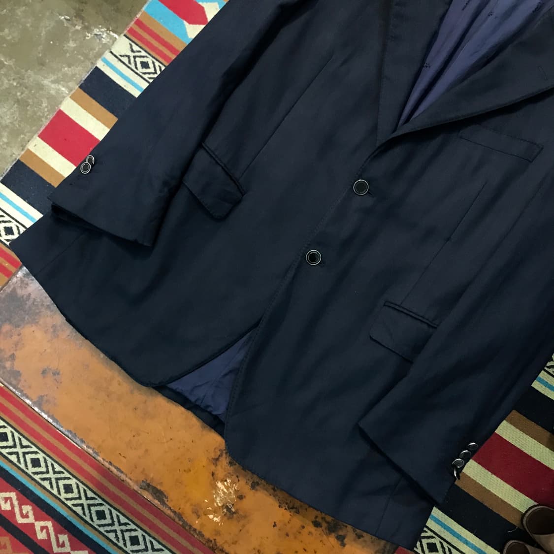 랑방 퓨어 캐시미어 네이비 투버튼 블레이저 남성 105 사이즈  상품이미지3