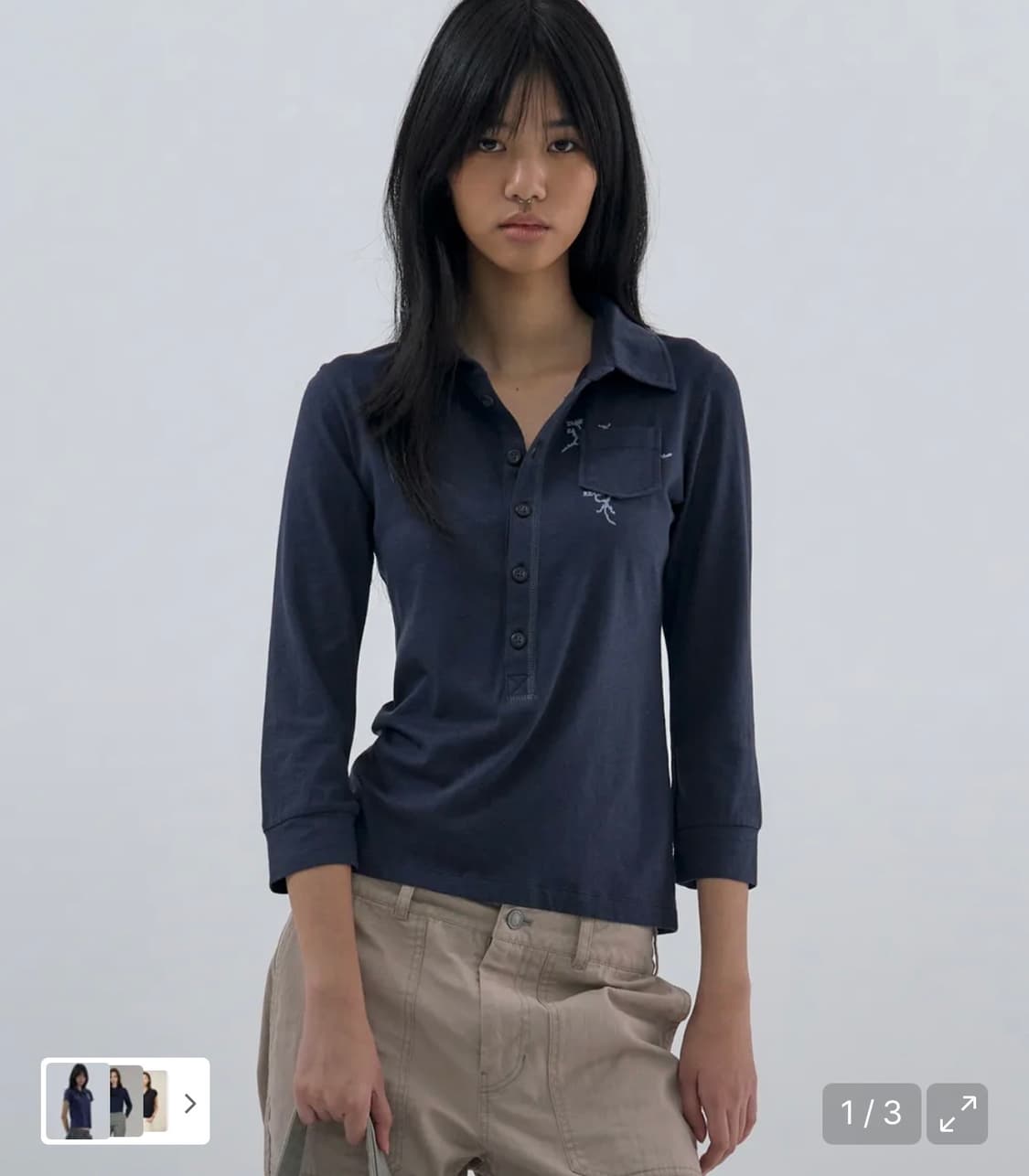 구해요) 웰빙익스프레스 버튼 업 3/4 슬리브 상품이미지1