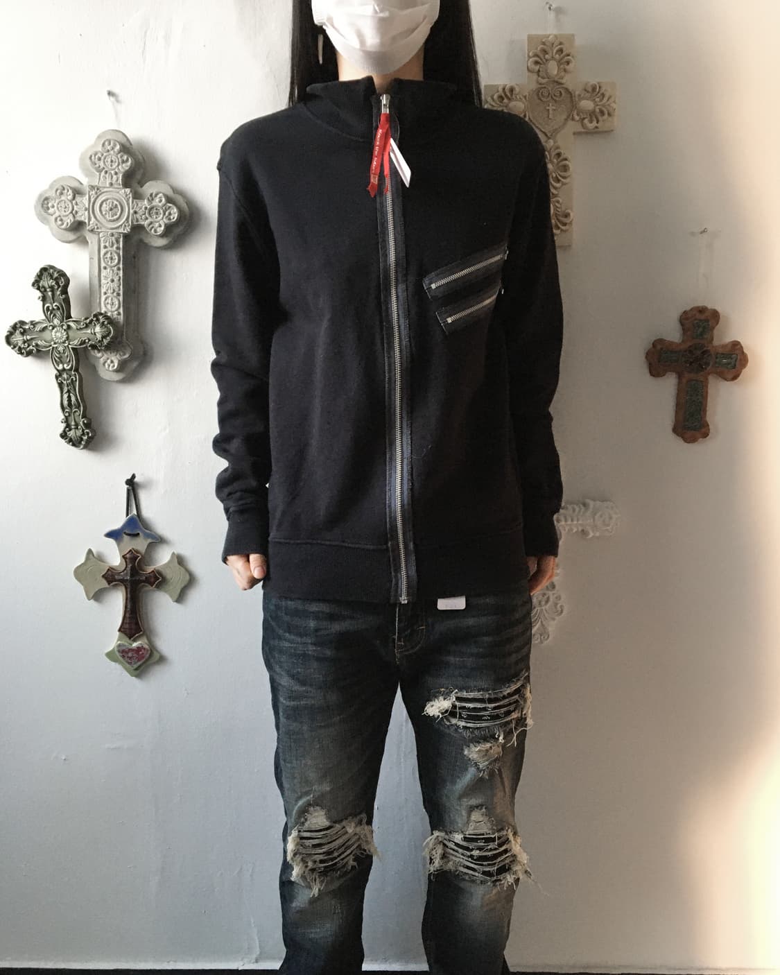 Back patch point high neck zip up 상품이미지1