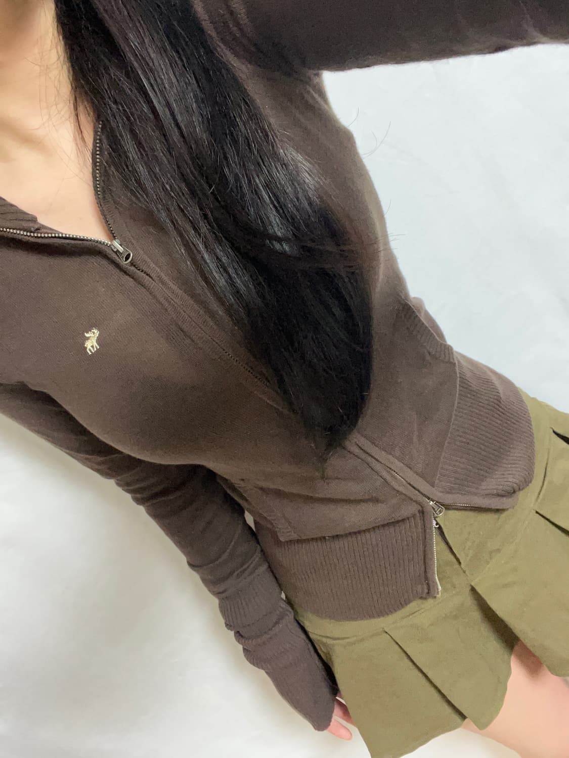 갈색 니트집업 상품이미지4