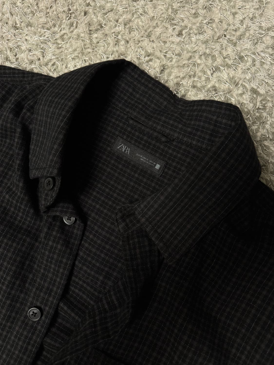 자라 소프트 면 체크셔츠 상품이미지3