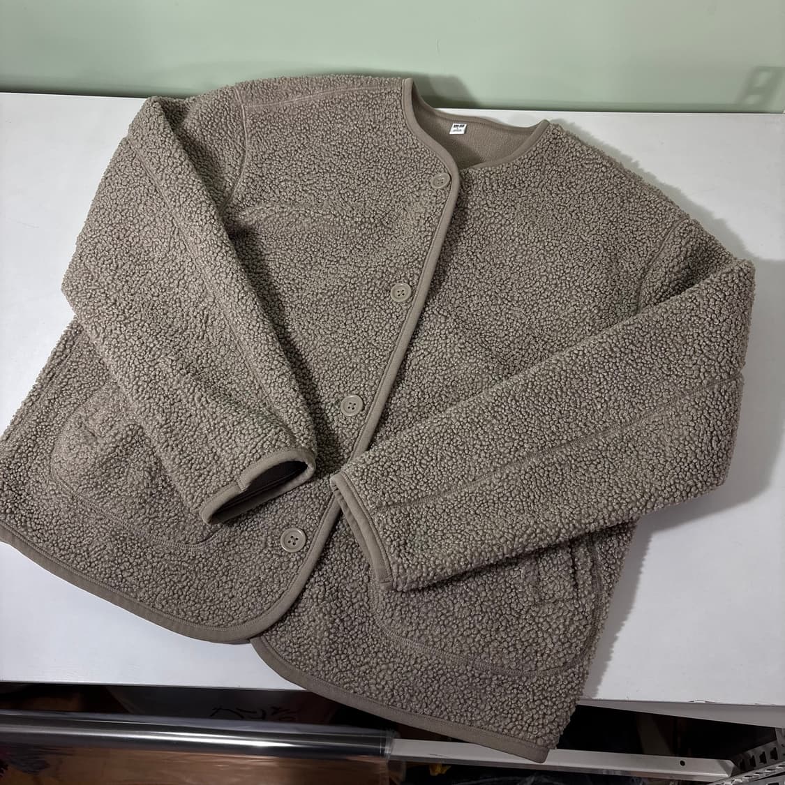 우먼M-L 유니클로 베이지 뽀글이 후리스자켓 상품이미지2