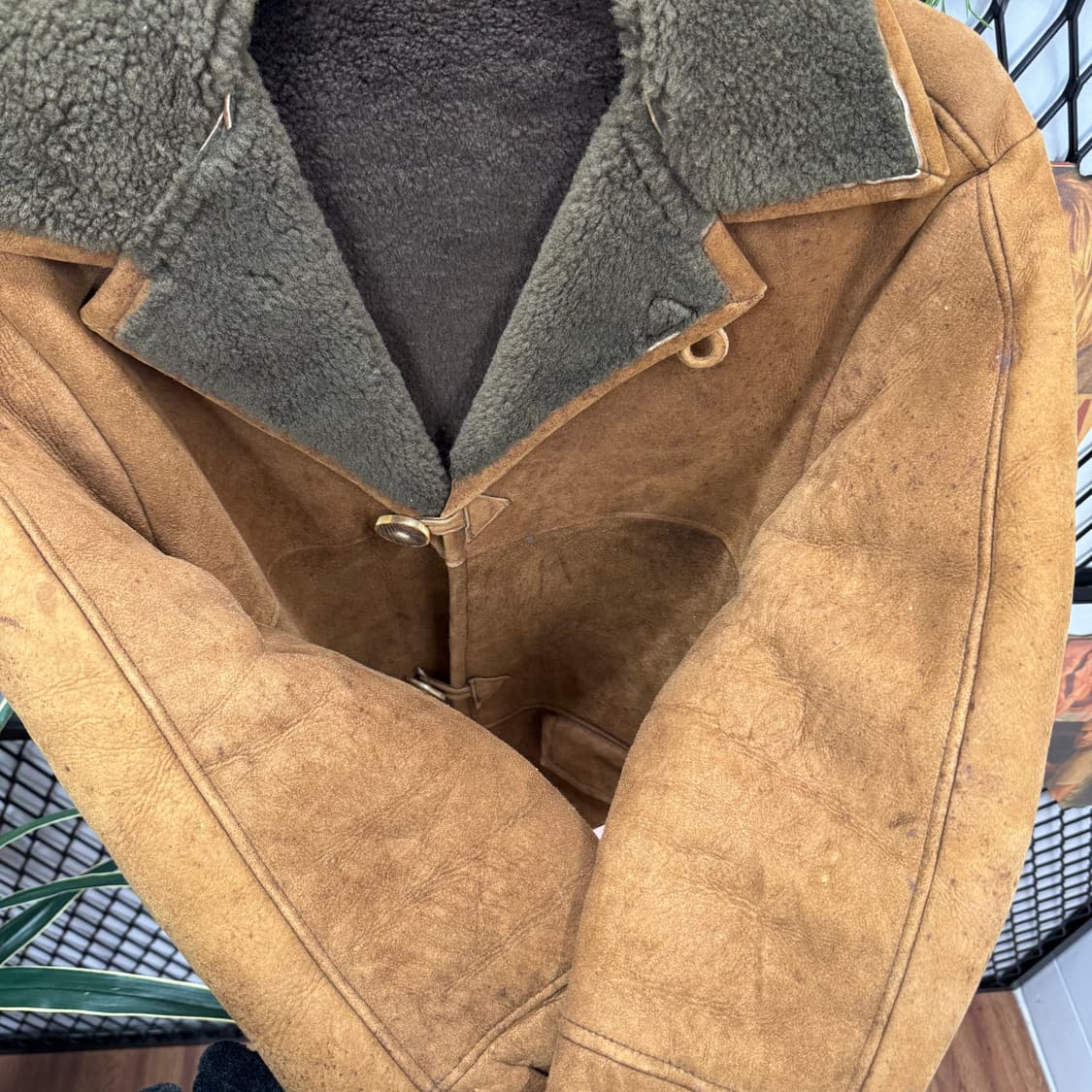 80s USA VINTAGE 양가죽 토글 무스탕 코트 브라운 상품이미지7