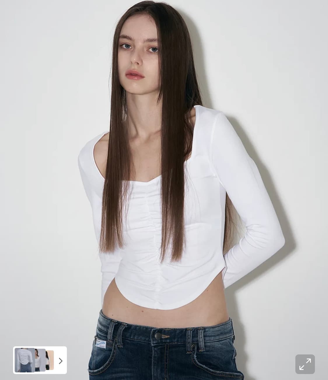 플리즈노팔로우 달린탑 화이트 상품이미지1