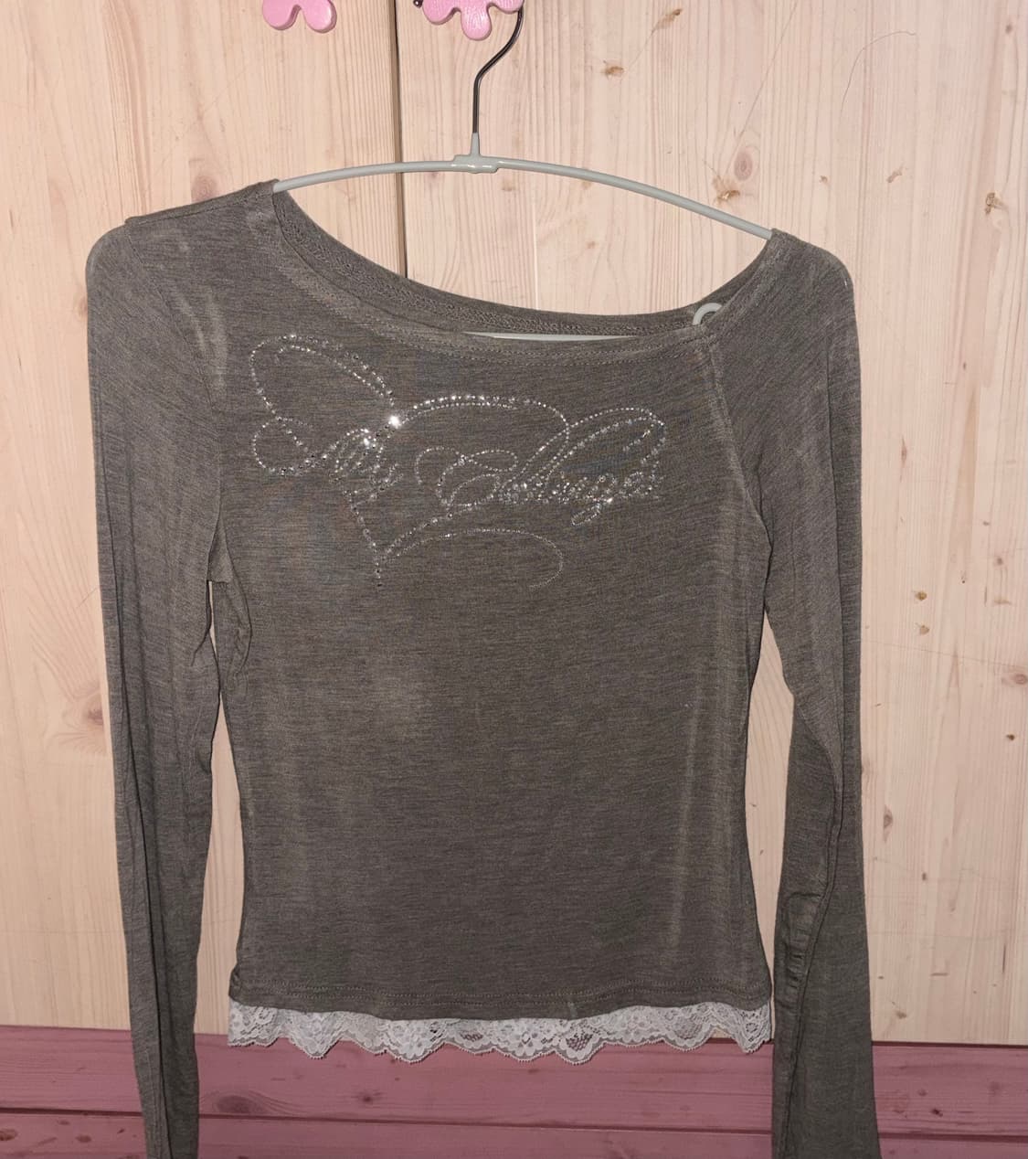 y2k 갸루 그레이 여리핏 원숄더 긴팔 슬리브리스 상품이미지1