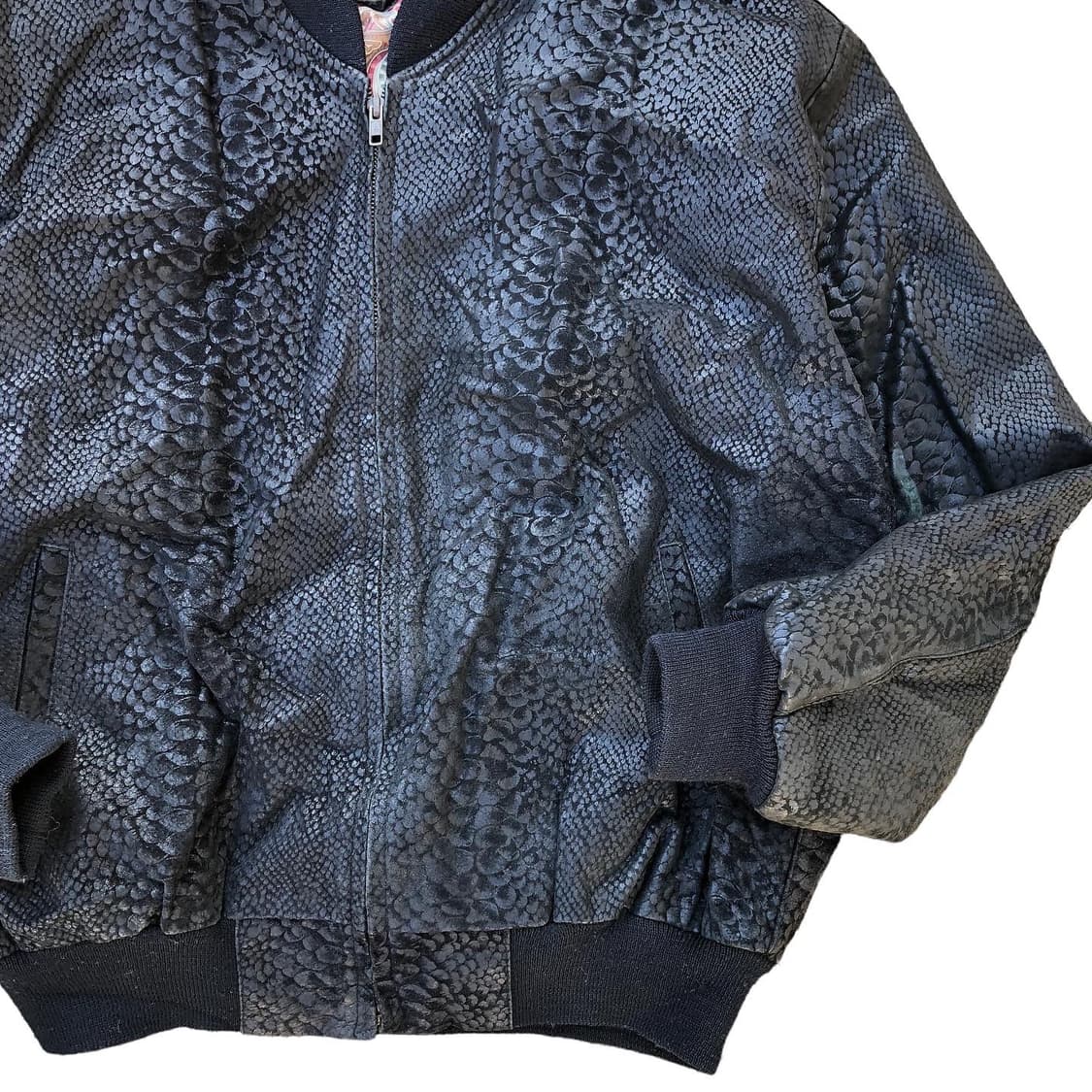[L] 빈티지 뱀가죽 패턴 가죽 레더 자켓 상품이미지5