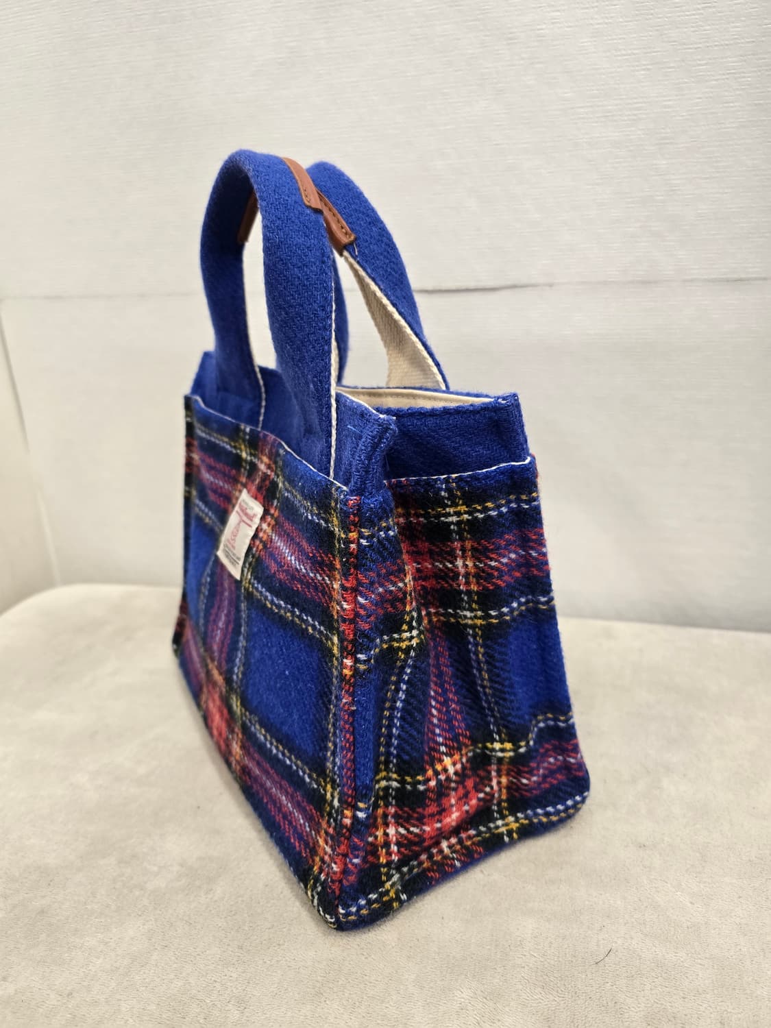 해리스 트위드+오쏘몰 블루 체크 타탄 울 토트백 상품이미지6