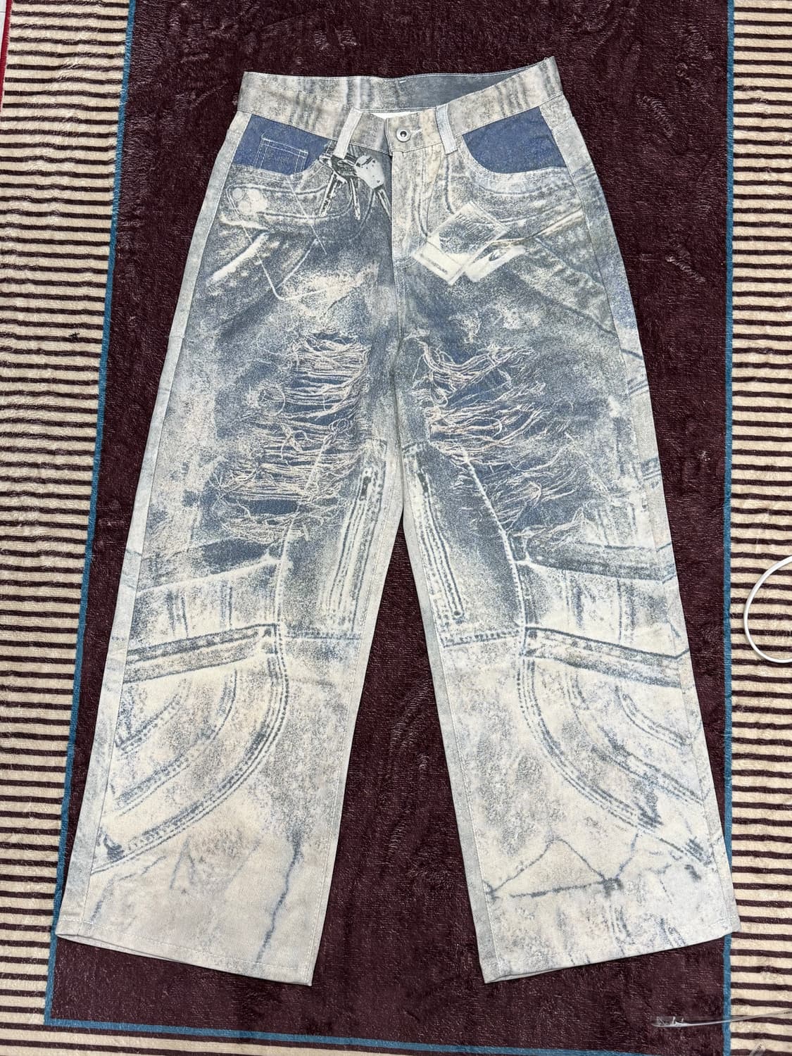그래픽 워싱 디스트로이드 데님 팬츠  상품이미지6