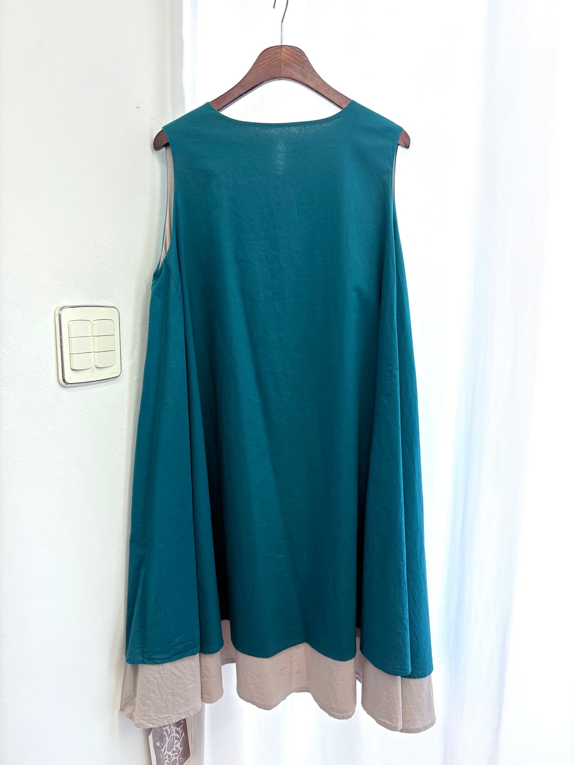 비비드 청록 레이어드 플레어 롱 원피스 JPN  상품이미지1