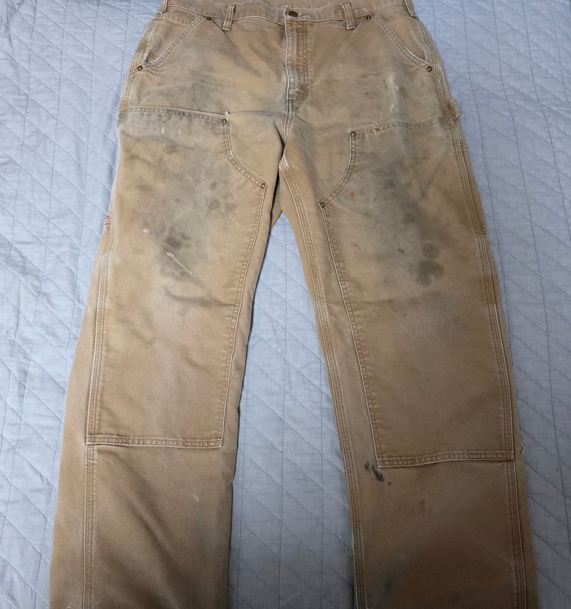 [36X32] 칼하트 더블니 B136 BRN 워크팬츠 트래쉬드 T-5 상품이미지1