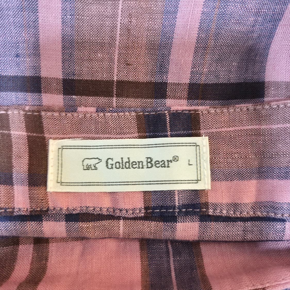 Golden Bear 핑크 체크 린넨 100 롱 블라우스 상품이미지10