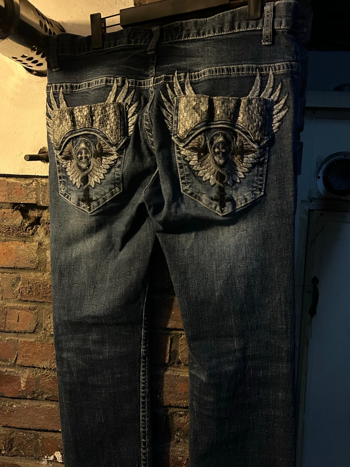 2000s clowd 72 펑크 크로스 디테일 데님팬츠 상품이미지3