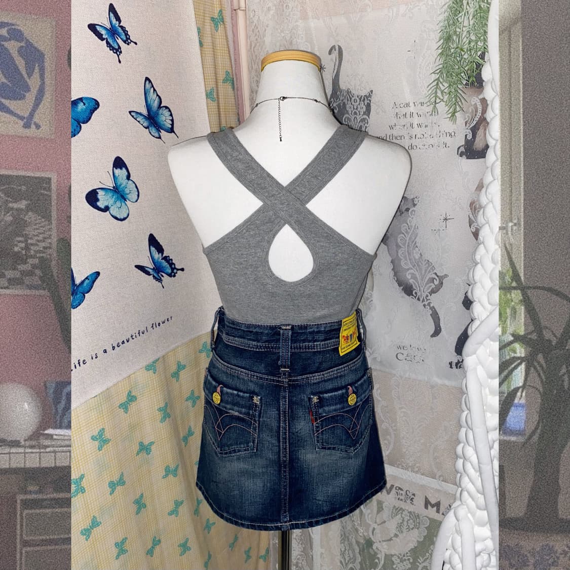 히스테릭글래머 나비 프린팅 슬리브리스 상품이미지3