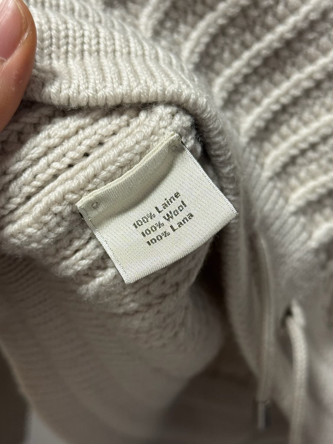 에르메스 울 긴팔 꽈배기 니트 스웨터 화이트 L  상품이미지7