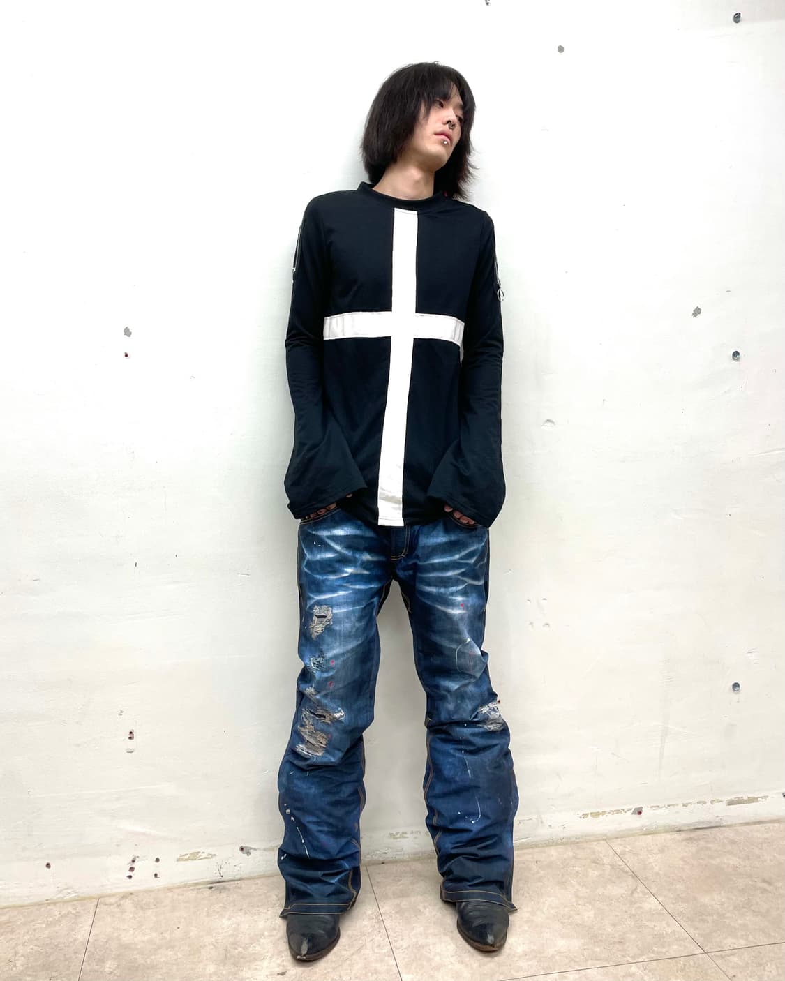 White Cross Leather Long Sleeve  상품이미지8