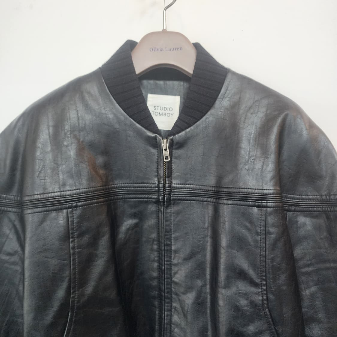 스튜디오 톰보이 블랙 레더 봄버 자켓 상품이미지2