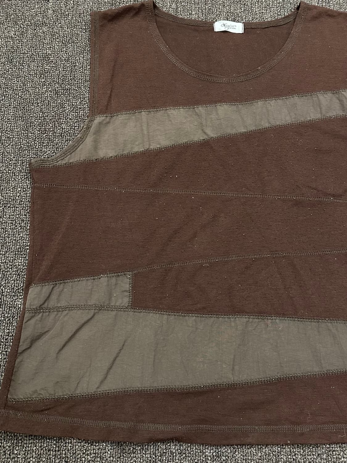 OS)Japanese vintage 스트라이프 절개 포인트 브라운 나시 상품이미지2