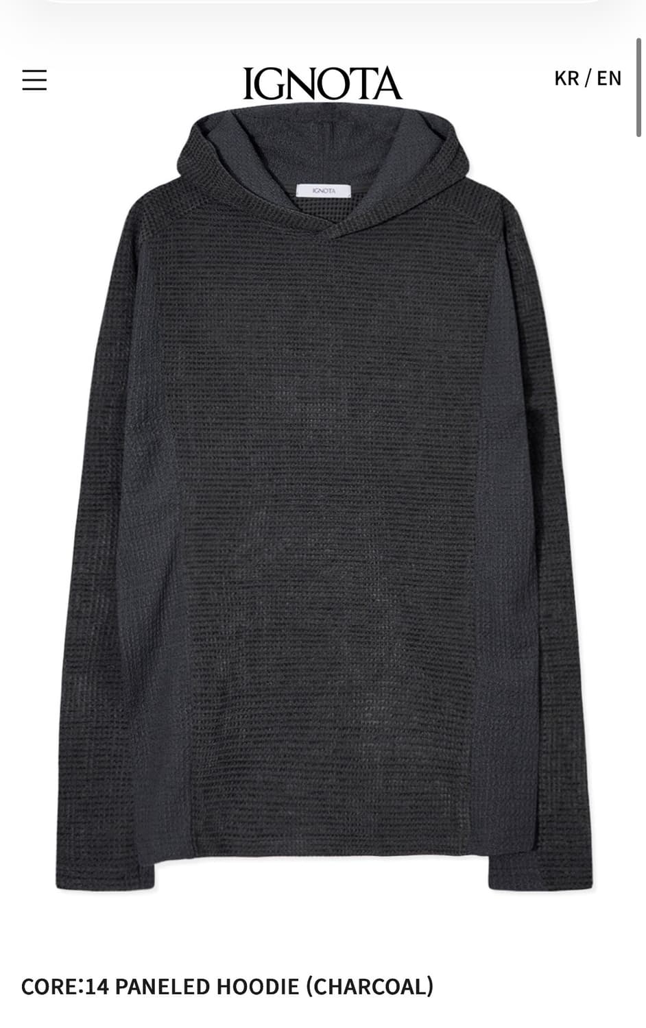 이그노타14 패널드 후디 차콜 상품이미지1