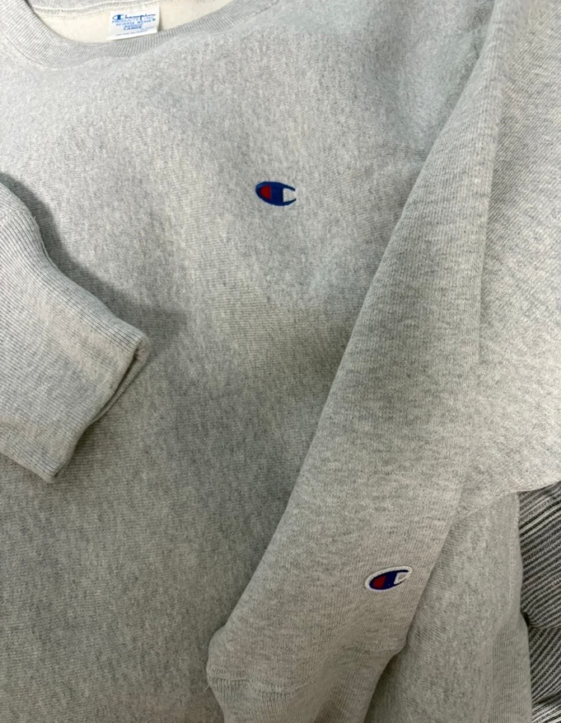 챔피온 리버스위브 블루택 회색 맨투맨 L 상품이미지2